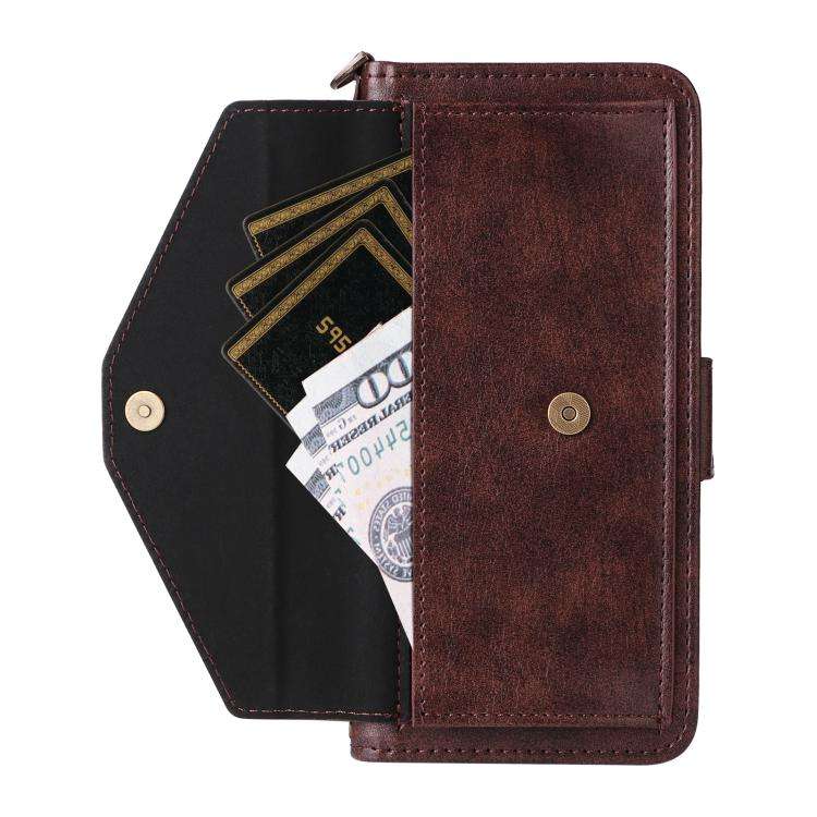 For Oukitel C59 Pro Multi-card Slots Crossbody Cowhide Leather Phone Case(Brown)