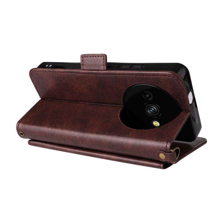 For Oukitel C59 Pro Multi-card Slots Crossbody Cowhide Leather Phone Case(Brown)