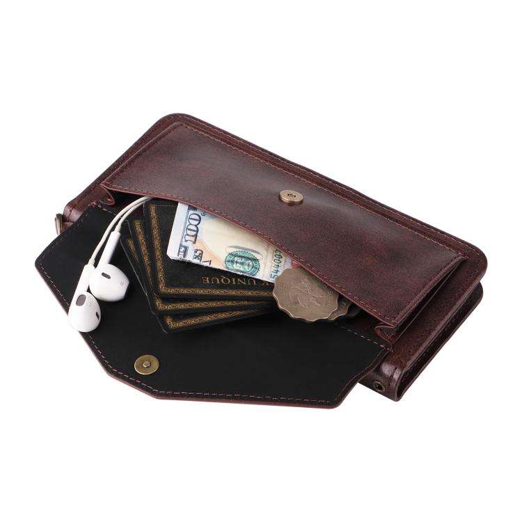For Oukitel C59 Pro Multi-card Slots Crossbody Cowhide Leather Phone Case(Brown)