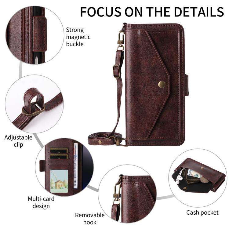 For Oukitel C59 Pro Multi-card Slots Crossbody Cowhide Leather Phone Case(Brown)
