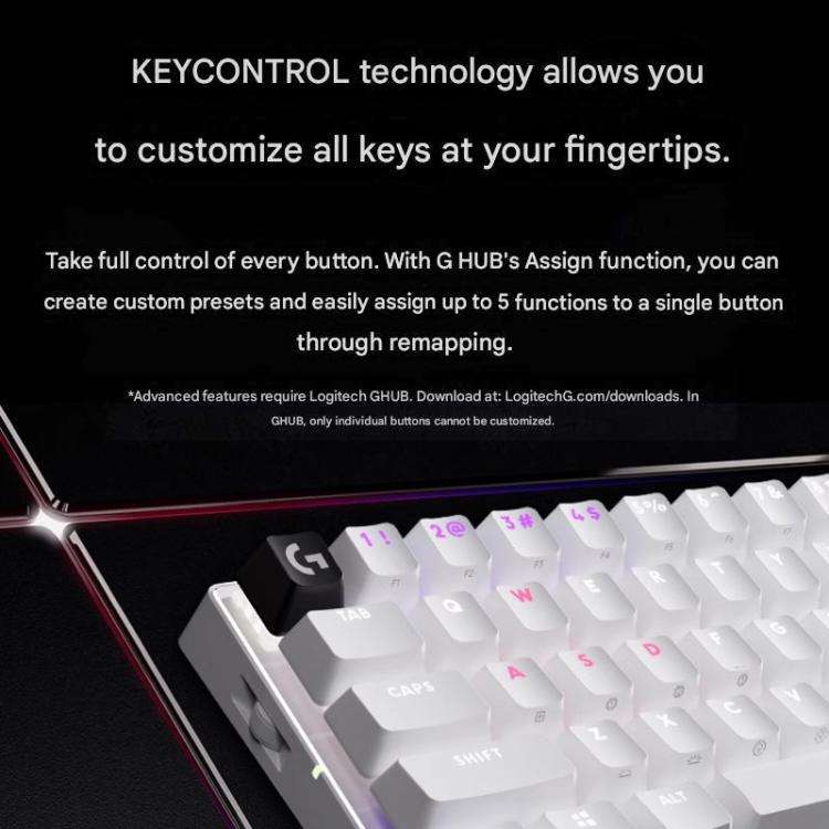 Logitech G PRO X 60 LIGHTSPEED Wireless Gaming Keyboard, GX-L Optical Switches(White)