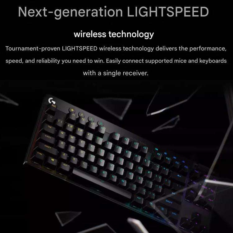 Logitech G PRO X TKL Wireless Gaming Keyboard, GX-T Mechanical Switches(Black)