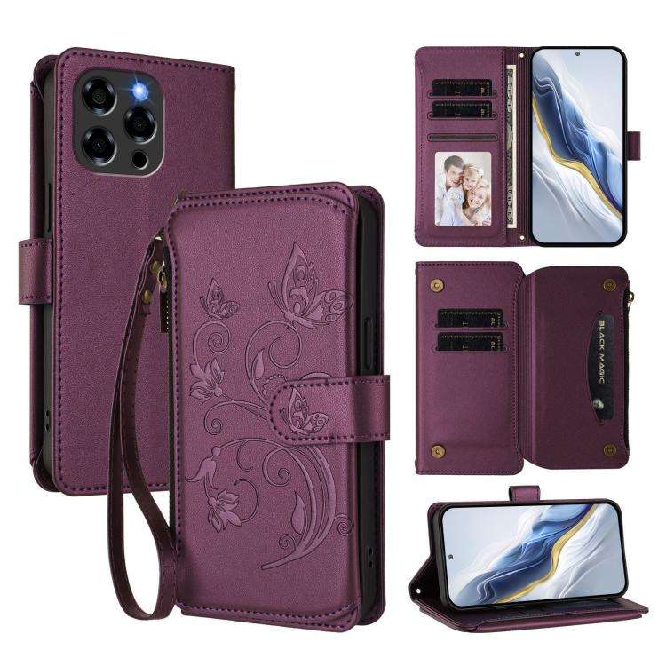 For Doogee Note 58 / Note 58 Pro Butterfly Love Flower Multi-card Zipper Wallet Leather Phone Cas...