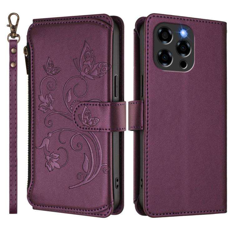 For Doogee Note 58 / Note 58 Pro Butterfly Love Flower Multi-card Zipper Wallet Leather Phone Cas...