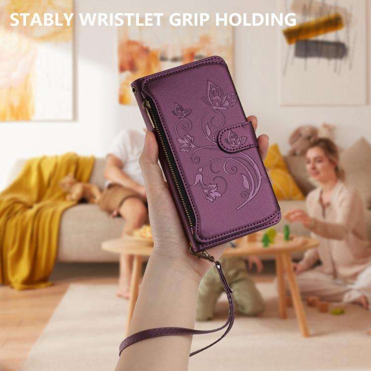 For Doogee Note 58 / Note 58 Pro Butterfly Love Flower Multi-card Zipper Wallet Leather Phone Cas...