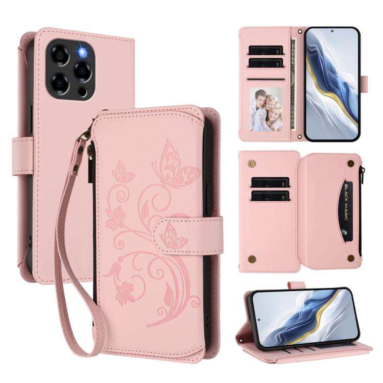 For Doogee Note 58 / Note 58 Pro Butterfly Love Flower Multi-card Zipper Wallet Leather Phone Cas...