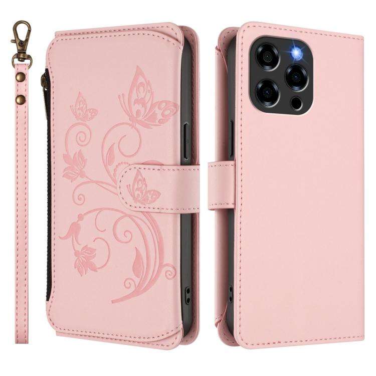 For Doogee Note 58 / Note 58 Pro Butterfly Love Flower Multi-card Zipper Wallet Leather Phone Cas...