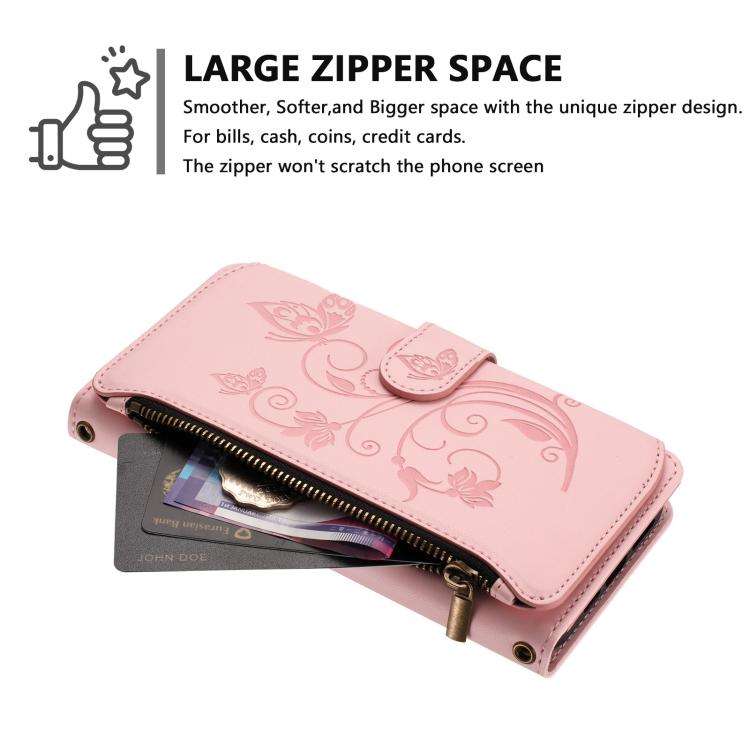For Doogee Note 58 / Note 58 Pro Butterfly Love Flower Multi-card Zipper Wallet Leather Phone Cas...