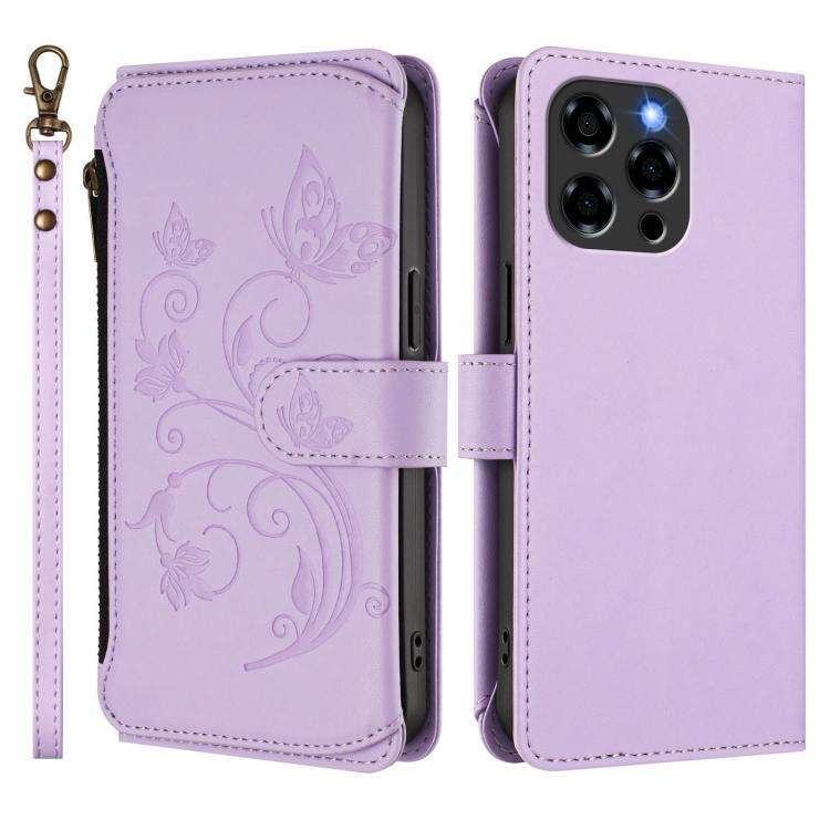 For Doogee Note 58 / Note 58 Pro Butterfly Love Flower Multi-card Zipper Wallet Leather Phone Cas...