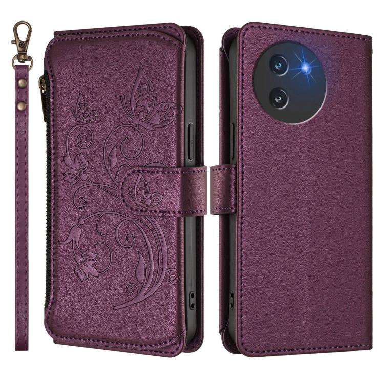 For Doogee Note 59 / Note 59 Pro Butterfly Love Flower Multi-card Zipper Wallet Leather Phone Cas...