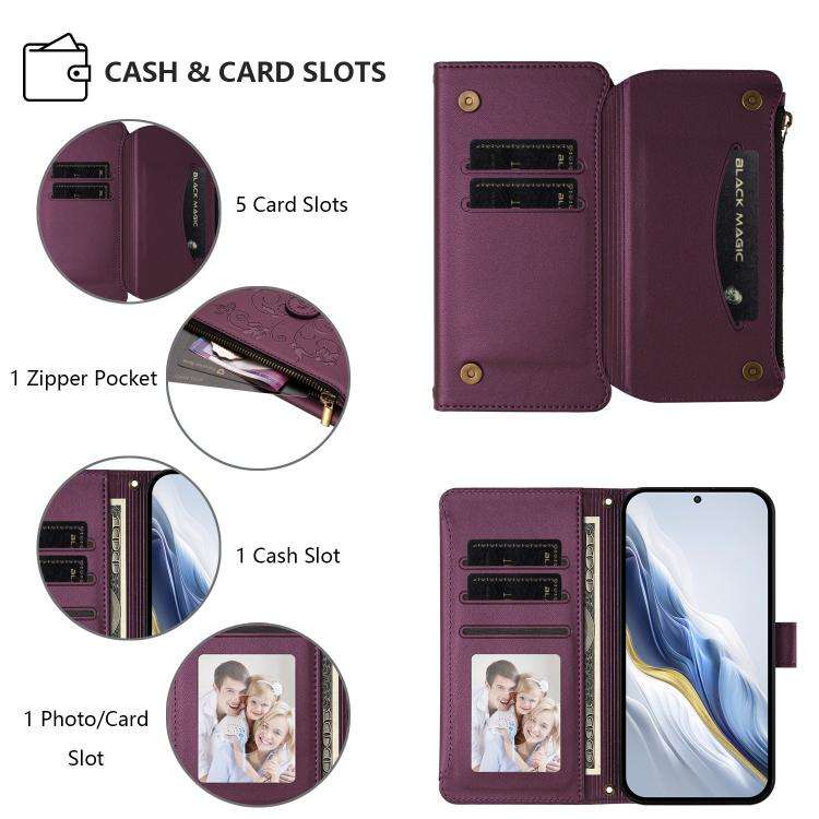 For Doogee Note 59 / Note 59 Pro Butterfly Love Flower Multi-card Zipper Wallet Leather Phone Cas...