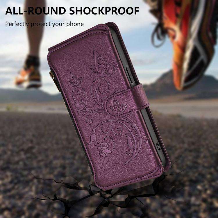 For Doogee Note 59 / Note 59 Pro Butterfly Love Flower Multi-card Zipper Wallet Leather Phone Cas...