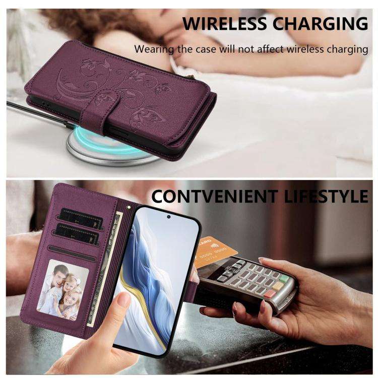 For Doogee Note 59 / Note 59 Pro Butterfly Love Flower Multi-card Zipper Wallet Leather Phone Cas...