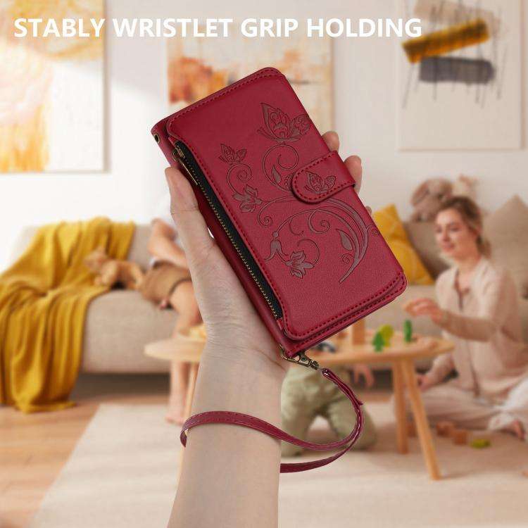 For Doogee Note 59 / Note 59 Pro Butterfly Love Flower Multi-card Zipper Wallet Leather Phone Cas...