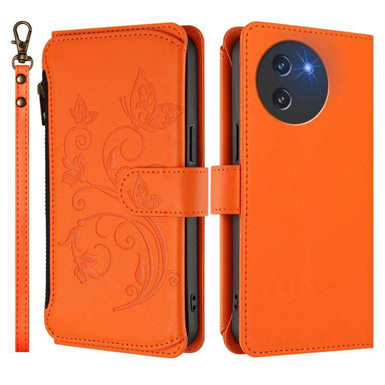 For Doogee Note 59 / Note 59 Pro Butterfly Love Flower Multi-card Zipper Wallet Leather Phone Cas...