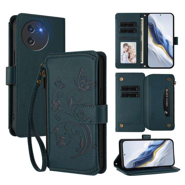 For Doogee Note 59 / Note 59 Pro Butterfly Love Flower Multi-card Zipper Wallet Leather Phone Cas...