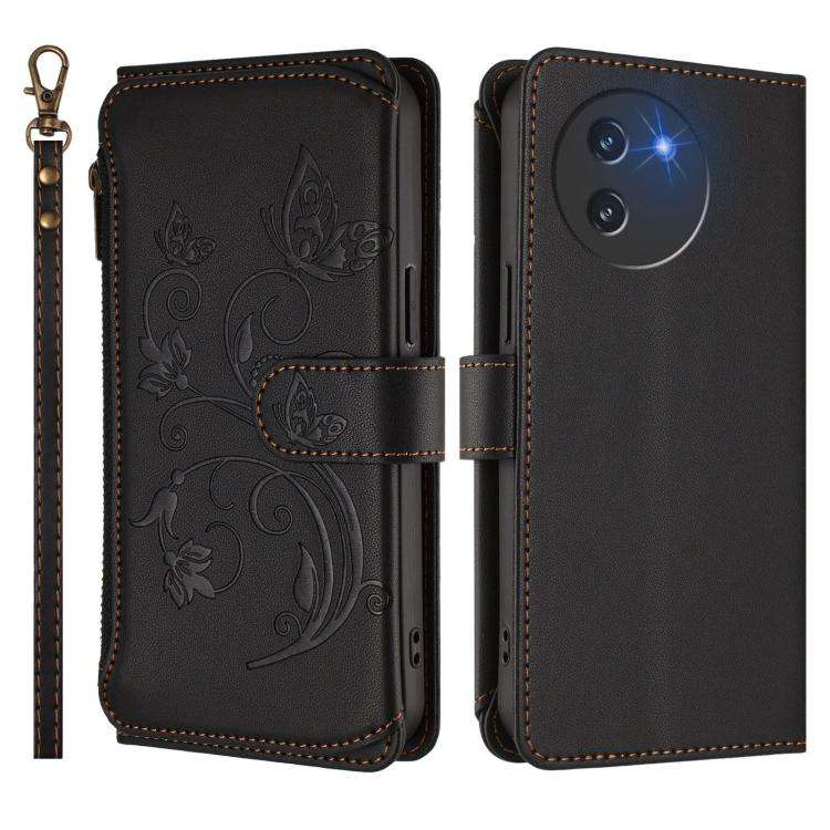 For Doogee Note 59 / Note 59 Pro Butterfly Love Flower Multi-card Zipper Wallet Leather Phone Cas...