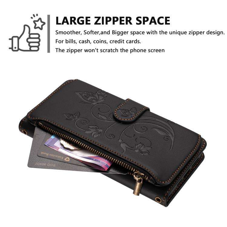For Doogee Note 59 / Note 59 Pro Butterfly Love Flower Multi-card Zipper Wallet Leather Phone Cas...