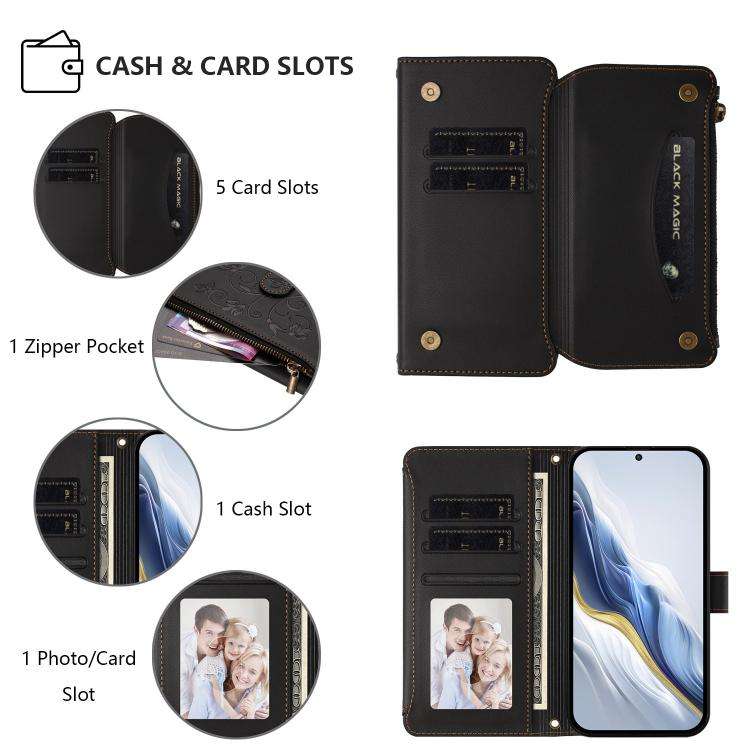 For Doogee Note 59 / Note 59 Pro Butterfly Love Flower Multi-card Zipper Wallet Leather Phone Cas...