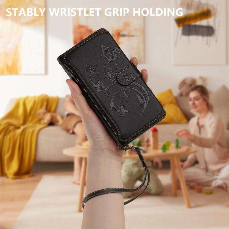 For Doogee Note 59 / Note 59 Pro Butterfly Love Flower Multi-card Zipper Wallet Leather Phone Cas...