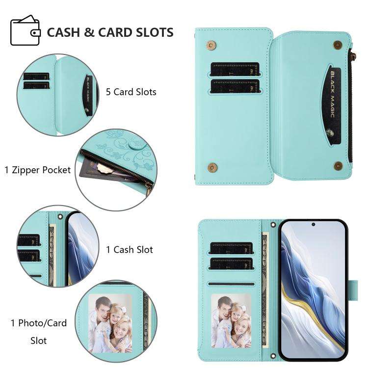 For Doogee Note 59 / Note 59 Pro Butterfly Love Flower Multi-card Zipper Wallet Leather Phone Cas...