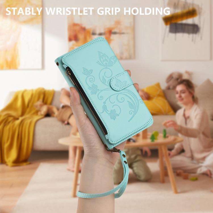 For Doogee Note 59 / Note 59 Pro Butterfly Love Flower Multi-card Zipper Wallet Leather Phone Cas...
