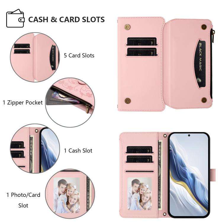 For Doogee Note 59 / Note 59 Pro Butterfly Love Flower Multi-card Zipper Wallet Leather Phone Cas...