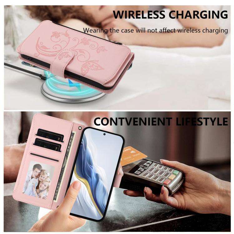 For Doogee Note 59 / Note 59 Pro Butterfly Love Flower Multi-card Zipper Wallet Leather Phone Cas...