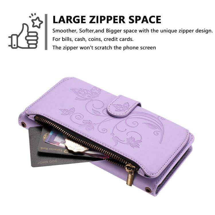 For Doogee Note 59 / Note 59 Pro Butterfly Love Flower Multi-card Zipper Wallet Leather Phone Cas...