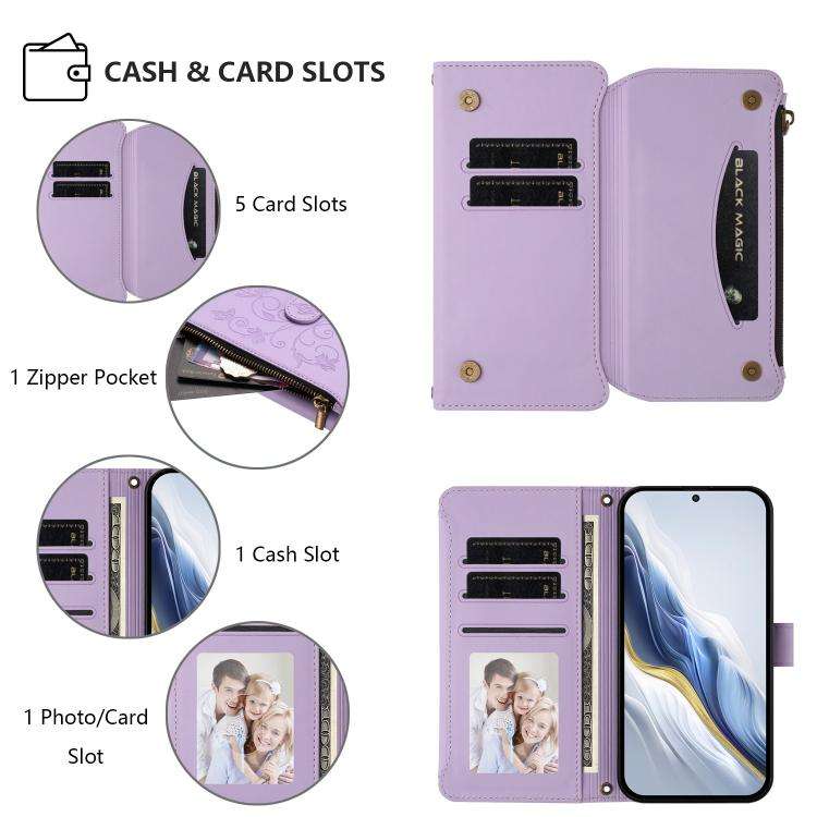 For Doogee Note 59 / Note 59 Pro Butterfly Love Flower Multi-card Zipper Wallet Leather Phone Cas...
