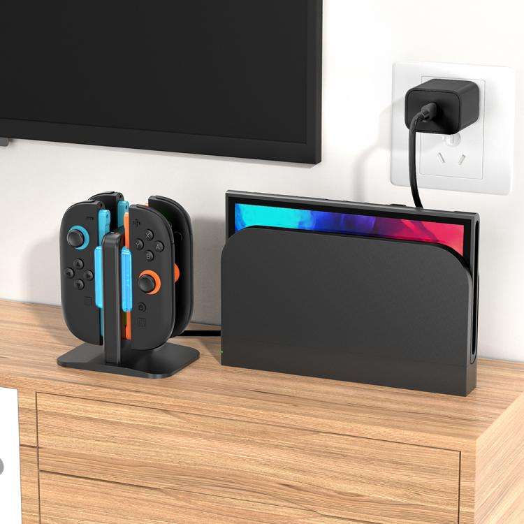 For Nintendo Switch 2 OIVO IV-SW342 4 in 1 Game Controller Magnetic Charging Stand(Black)