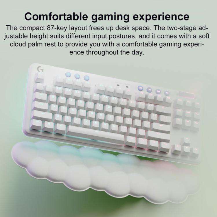Logitech G715 Dual-Mode 87-Key RGB Wireless Bluetooth Mechanical Keyboard, Tea Shaft(White)