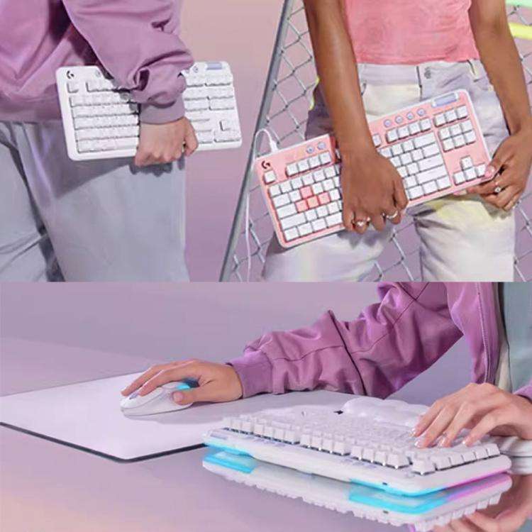 Logitech G715 Dual-Mode 87-Key RGB Wireless Bluetooth Mechanical Keyboard, Tea Shaft(White)