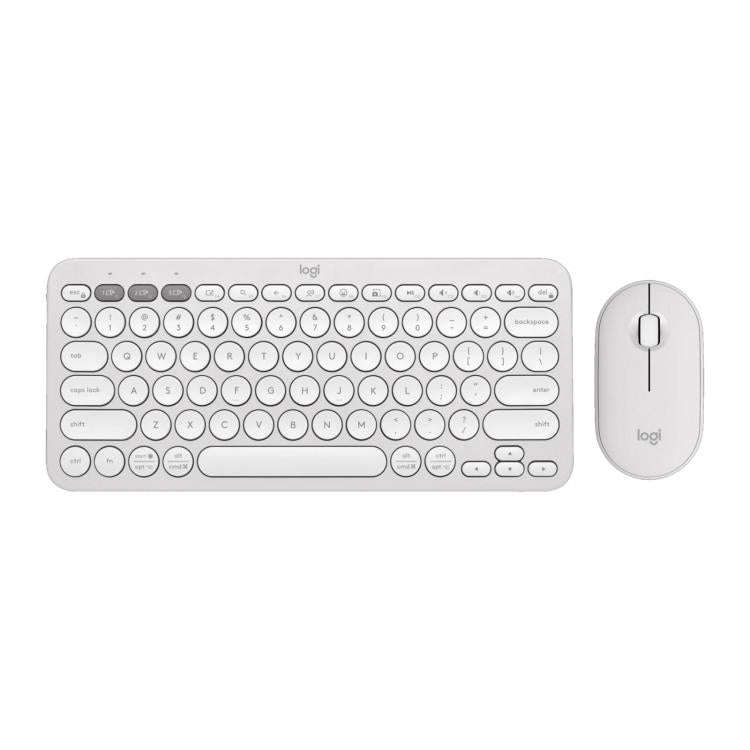  PEBBLE 2 COMBO Thin and Light Wireless Slim Bluetooth Keyboard and Mouse Set(White)