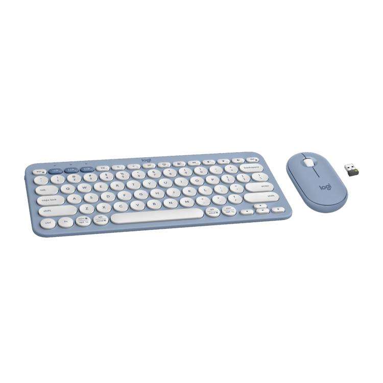 PEBBLE 2 COMBO Thin and Light Wireless Slim Bluetooth Keyboard and Mouse Set(Blue)