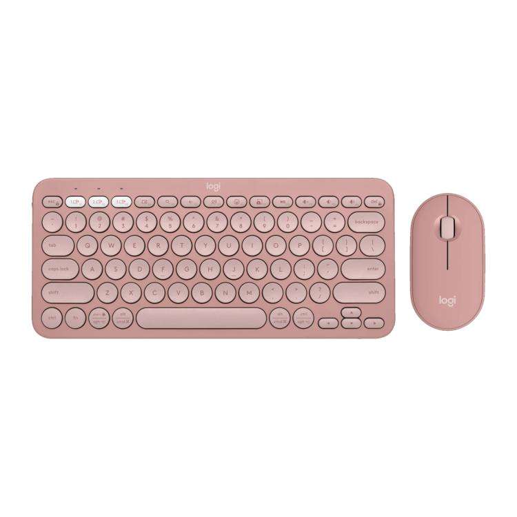  PEBBLE 2 COMBO Thin and Light Wireless Slim Bluetooth Keyboard and Mouse Set(Pink)