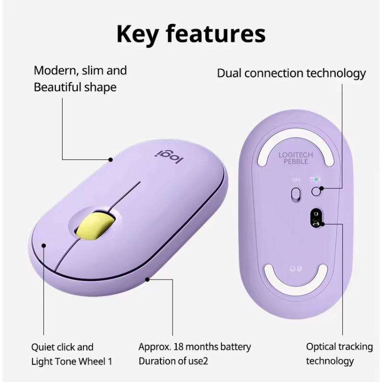Logitech PEBBLE M350 1000DPI Ultra-Thin Dual-Mode Wireless Bluetooth Mouse(White)