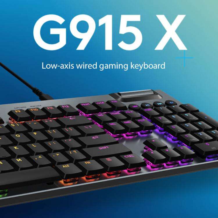 Logitech G915 X Wired Low Profile Gaming Keyboard(Black Tactile)