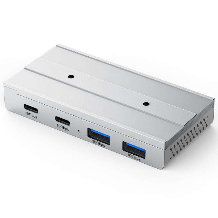 HST-2A2C 4 in 1 USB 3.2 10Gbps Detachable Magnetic Docking Station(Silver)