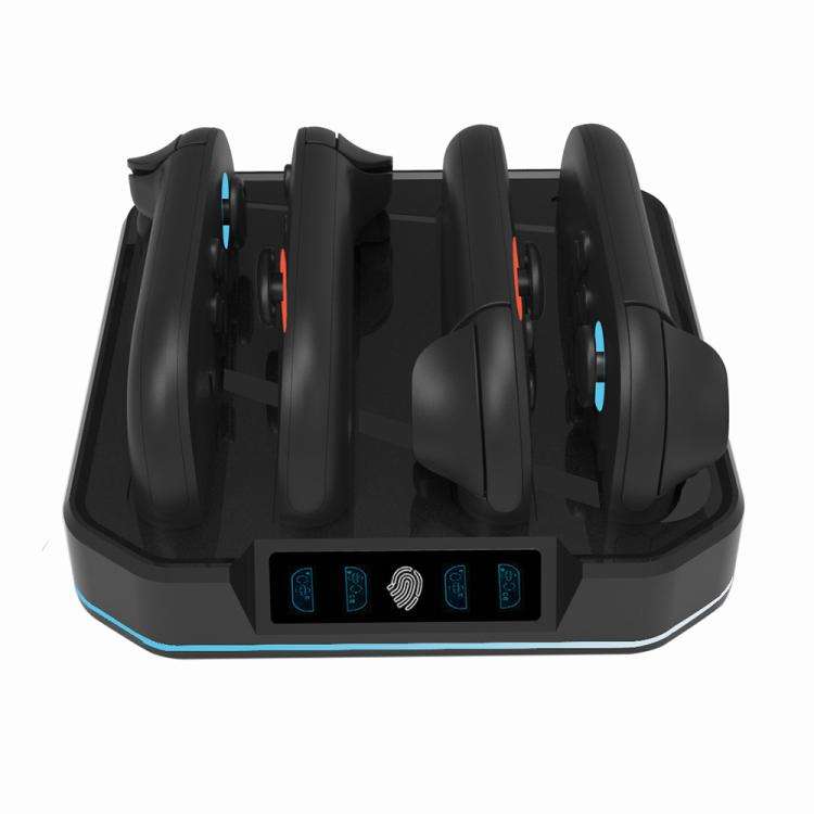 For Nintendo Switch 2 KJH NS2-026 4 in 1 Game Controller Charging Stand with RGB Light(Black)