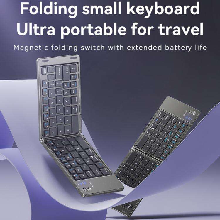 Yesido KB27 Ultra Slim Mini Two-Fold Portable Bluetooth Keyboard(Grey)