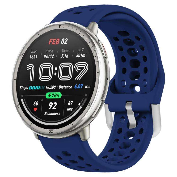 20mm xDfind Silver Buckle Silicone Sport Watch Band(Midnight Blue)