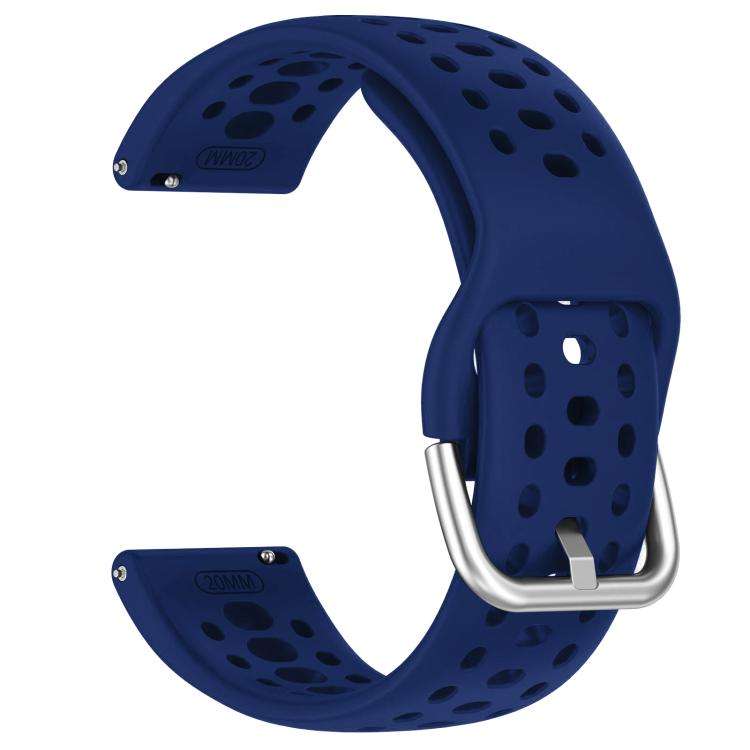 20mm xDfind Silver Buckle Silicone Sport Watch Band(Midnight Blue)