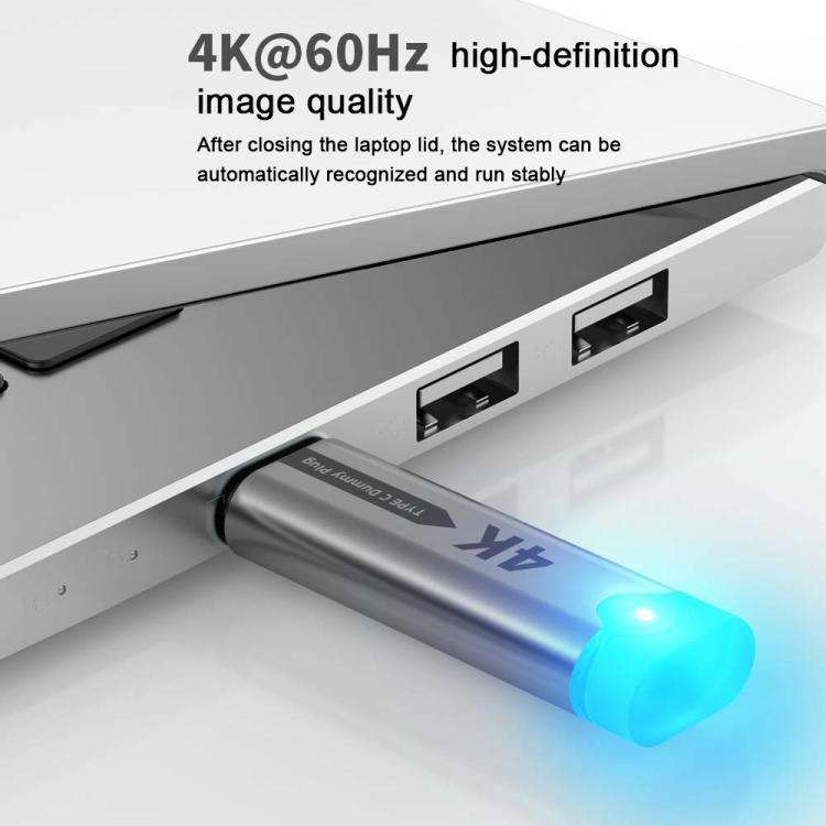 DOONJIEY USB-C / Type-C Interface Graphics Card Spoofer Virtual Monitor with Indicator Light(Silver)