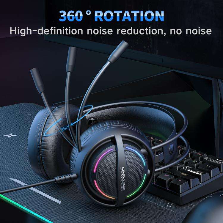 ONIKUMA X88 Head-mounted RGB Light E-Sports Gaming Headset, Cable Length: 2.2m(Black)