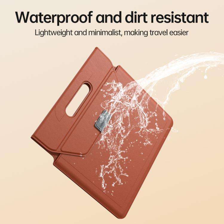 For 13 / 14 inch Handle Portable Laptop Briefcase PU Leather Laptop Sleeve with Foldable Stand(Grey)