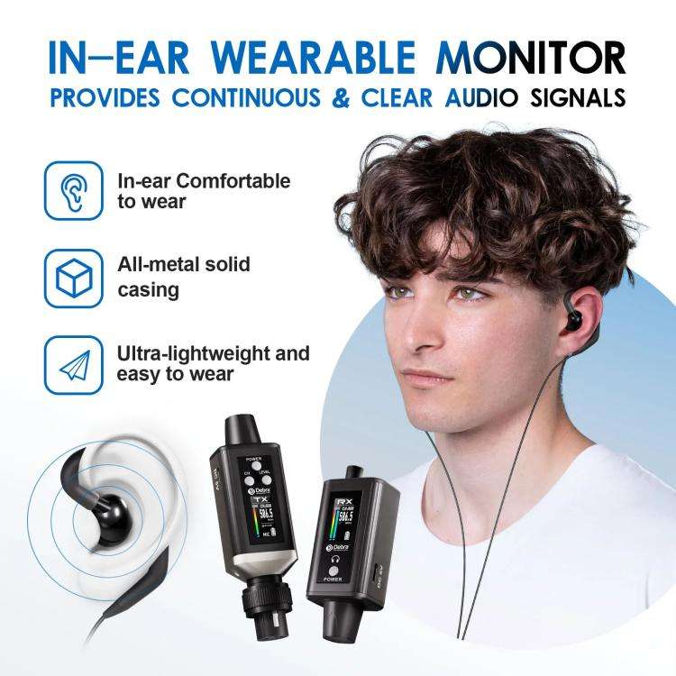 DEBRA EMX-1 Portable Wireless Monitor System Receiver + Earphones(Black)