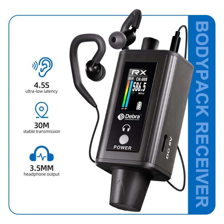 DEBRA EMX-1 Portable Wireless Monitor System Receiver + Earphones(Black)