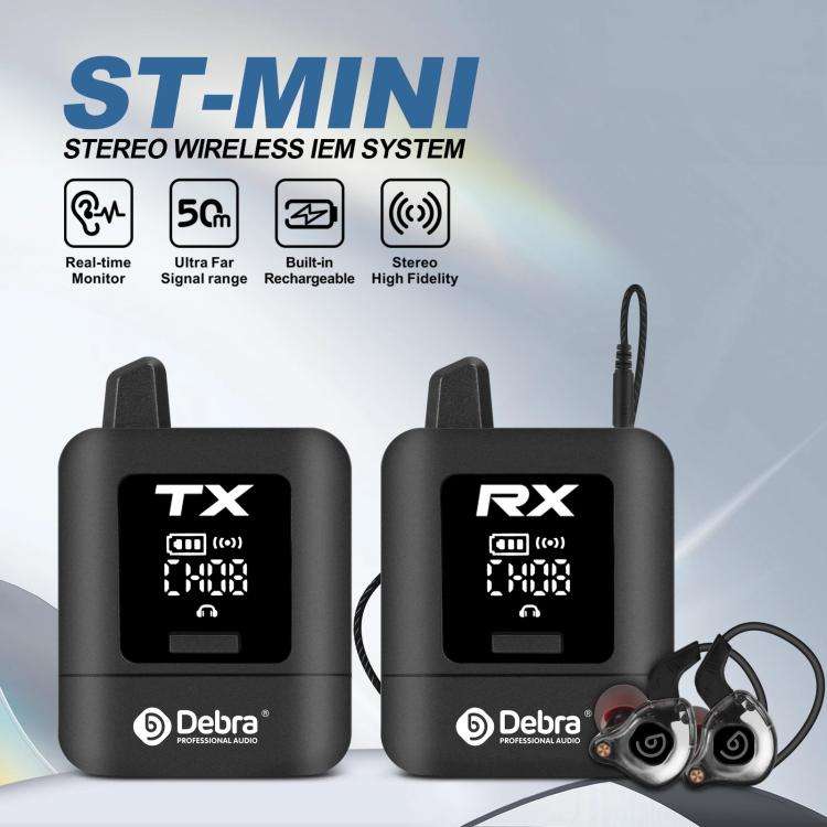 DEBRA ST-mini 2.4G Stereo Wireless Monitor System Receiver + Earphones(Black)