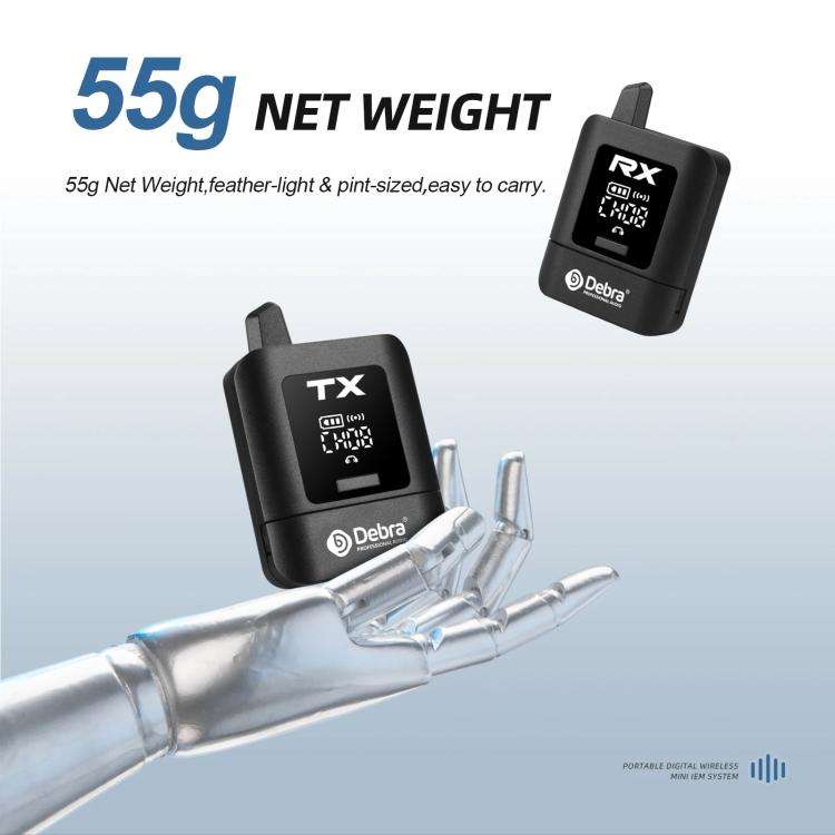 DEBRA ST-mini 2.4G Stereo Wireless Monitor System Receiver + Earphones(Black)